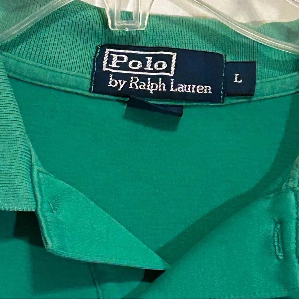 Polo Ralph Lauren Bright Green Cotton Polo Shirt with purple logo size Large